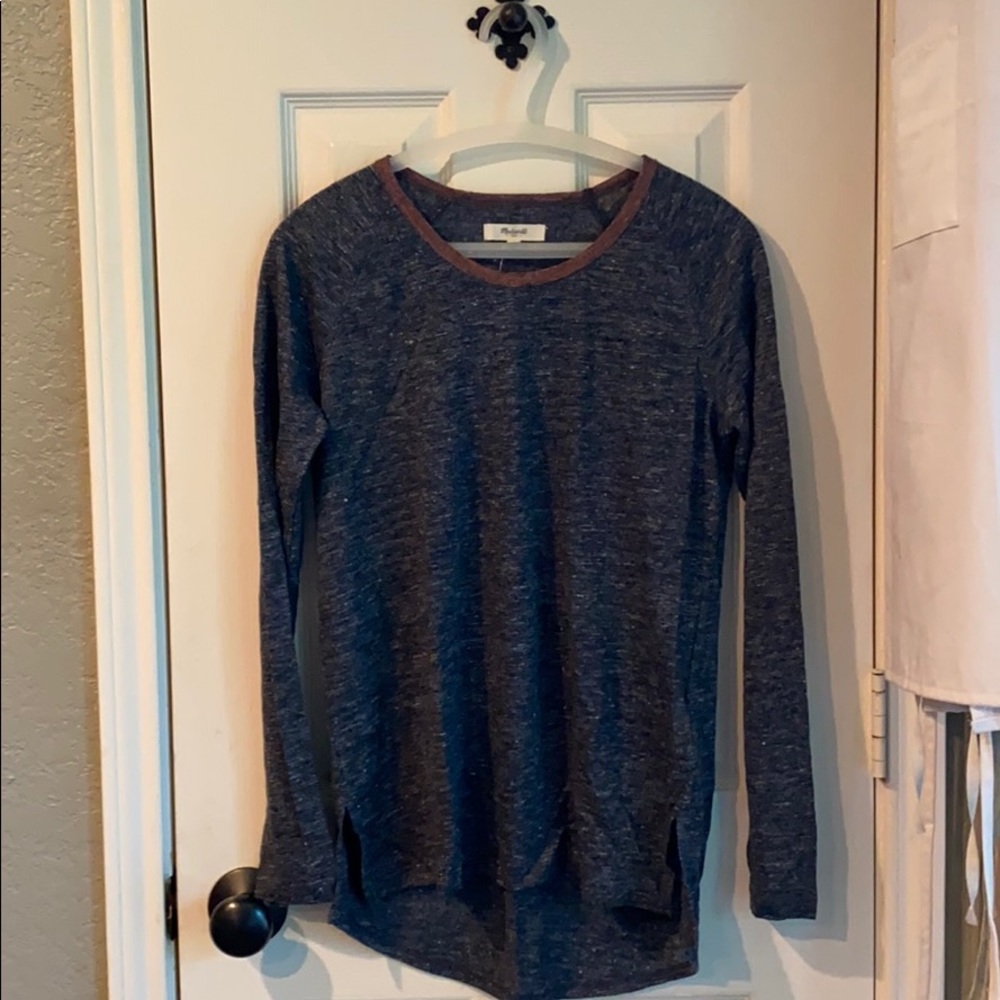 NWT Long sleeve dark grey linen top by Madewell XS